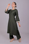 Veshbhoshaa Bluesaanchi Women'S Dark Green Kurti Pajama Set